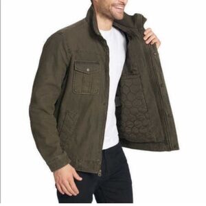 Levi's Men Deep Green Quilted Lining Trucker Military Jacket, XL